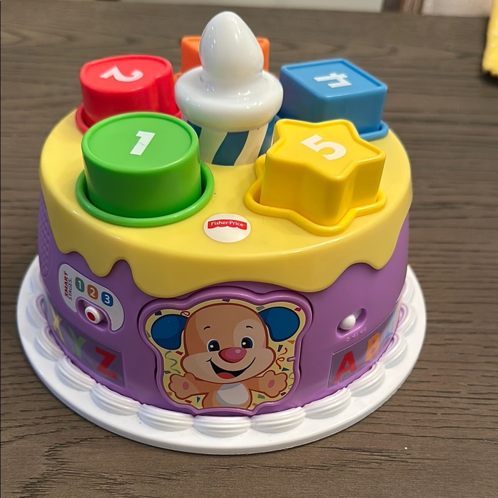 Fisher-Price Colorful Number & Shape Pop-Up Cake Toy - Purple/Yellow